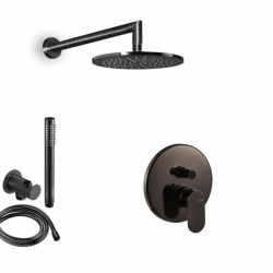 Σετ Εντοιχισμού ( μίκτης, κεφαλή τοίχου, τηλέφωνο ) Armando Vicario Slim 2 Εξόδων Black Brushed